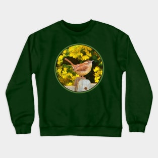 Carolina Wren Painting - Cute Original Bird Art Crewneck Sweatshirt